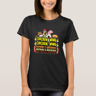 Hühnerhühner-Wing-Hotdog und Bologna 1 T-Shirt