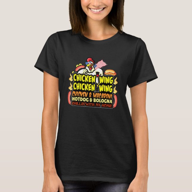 Hühnerhühner-Wing-Hotdog und Bologna 1 T-Shirt (Vorderseite)