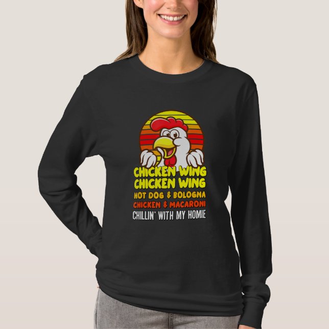 Hühnerhühner-Wing-Hotdog und Bologna für K T-Shirt (Vorderseite)