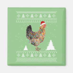 Hühnerleuchten mit Weihnachtsmannmütze Weihnachten Magnet
