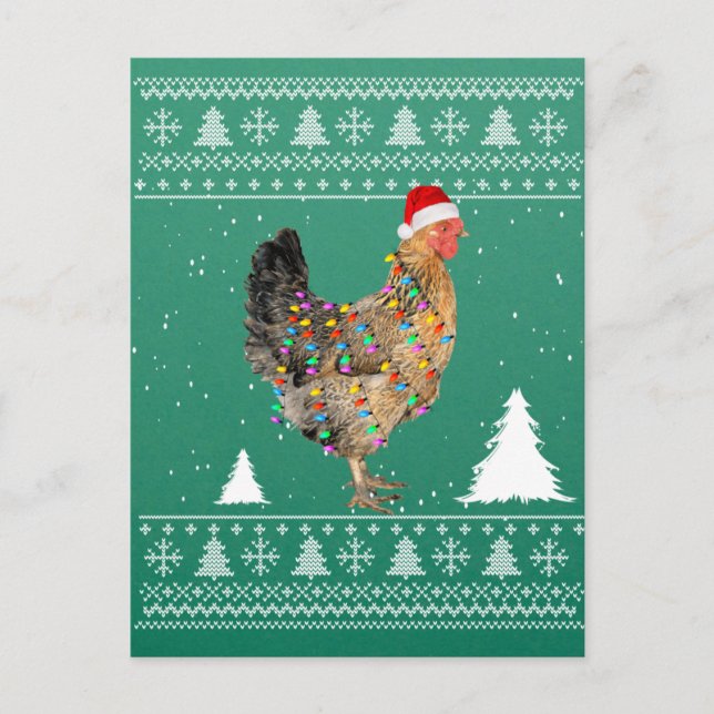 Hühnerleuchten mit Weihnachtsmannmütze Weihnachten Postkarte (Vorderseite)
