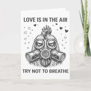 Hühnerliebe liegt in der Luft Valentinstag Gasmask Karte