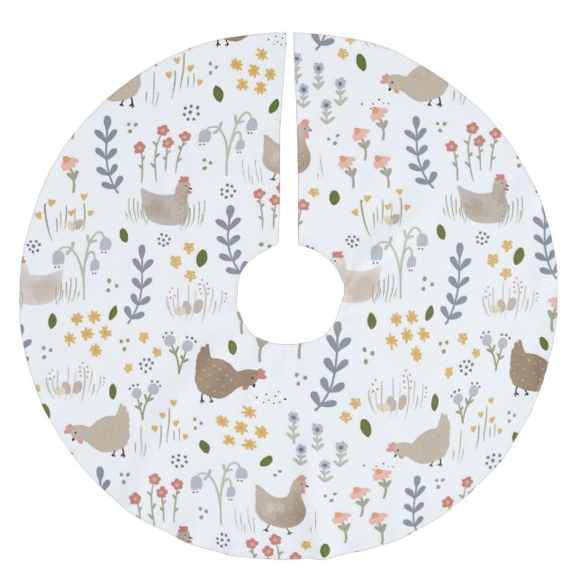 Hühnerliebhaber Blumenweihnachtsferien Polyester Weihnachtsbaumdecke (Vorderseite)