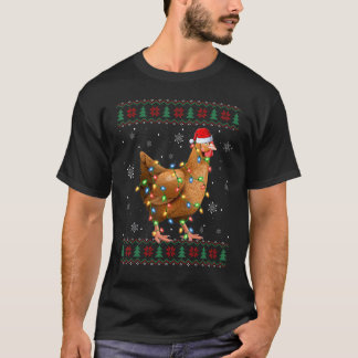 Hühnerliebhaber Weihnachtsmann Lichter Weihnachten T-Shirt