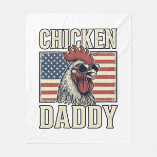 Hühnerpapa Vintage Hahn Patriotisch Fleecedecke