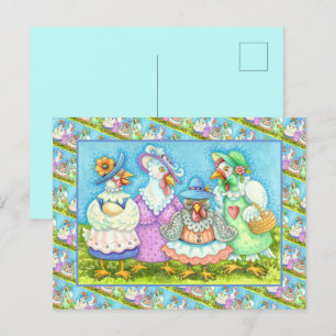 HÜHNERPARTY, LANDHÜHNERFREUNDE Lustig Postkarte