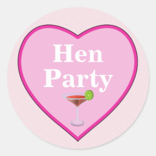 Hühnerparty Rosa Runder Aufkleber