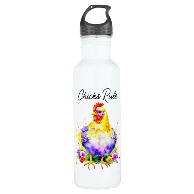 Hühnerregel | Niedliche Hühnerart Edelstahlflasche (Vorderseite)