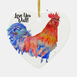 Hühnerrooster Wasserfarbe Liebe Vater Dekoration