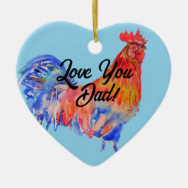 Hühnerrooster Wasserfarbe Liebe Vater Dekoration