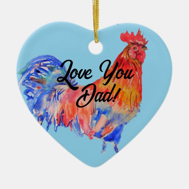 Hühnerrooster Wasserfarbe Liebe Vater Dekoration (Vorne)