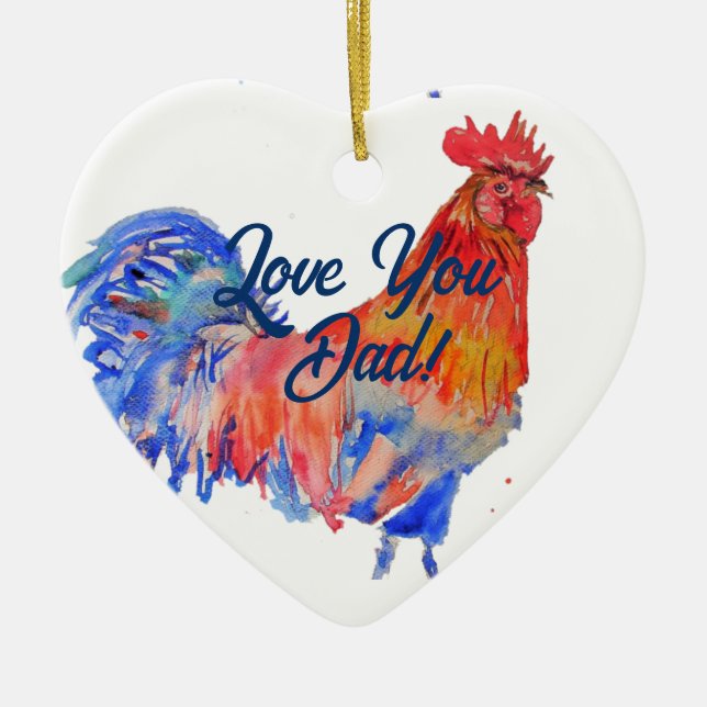 Hühnerrooster Wasserfarbe Liebe Vater Dekoration (Vorne)