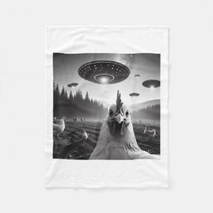 Hühnerselfie mit Alien Ufo T-Shirt Funny Gaben Män Fleecedecke