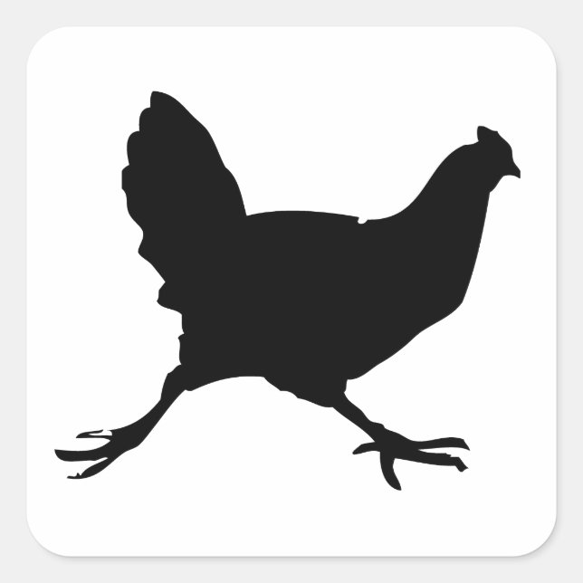 HühnerSilhouette Quadratischer Aufkleber (Vorderseite)