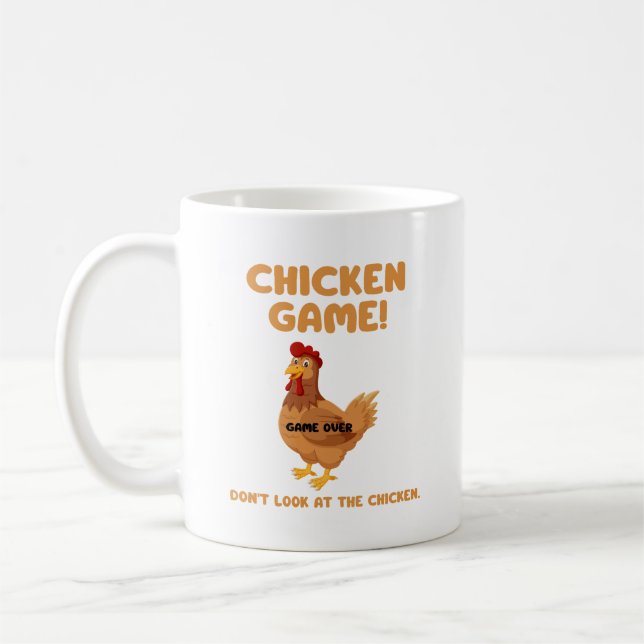 Hühnerspiel Schauen Sie sich das Huhn nicht an Kaffeetasse (Links)