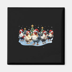 Hühnerstaffel-Farm-Weihnachtslichter-Santa-Hut Lus Magnet