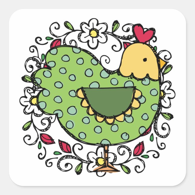 Hühnersticker für Küchen - SRF Quadratischer Aufkleber (Vorderseite)