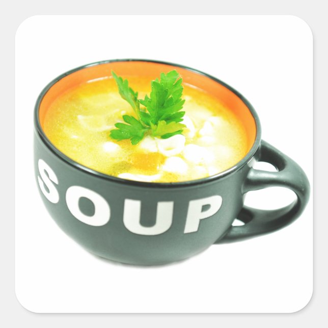 Hühnersuppe Quadratischer Aufkleber (Vorderseite)