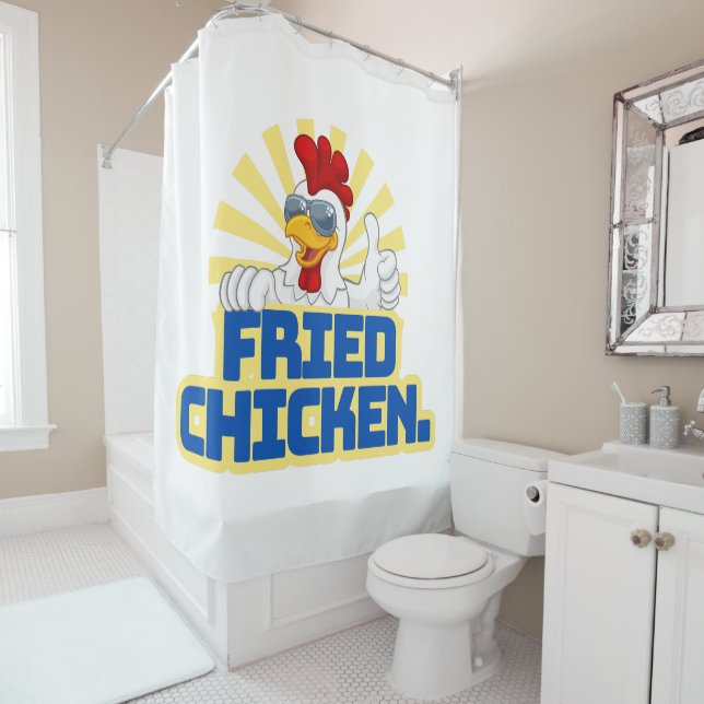 Hühnertypografie Duschvorhang (Beispiel)