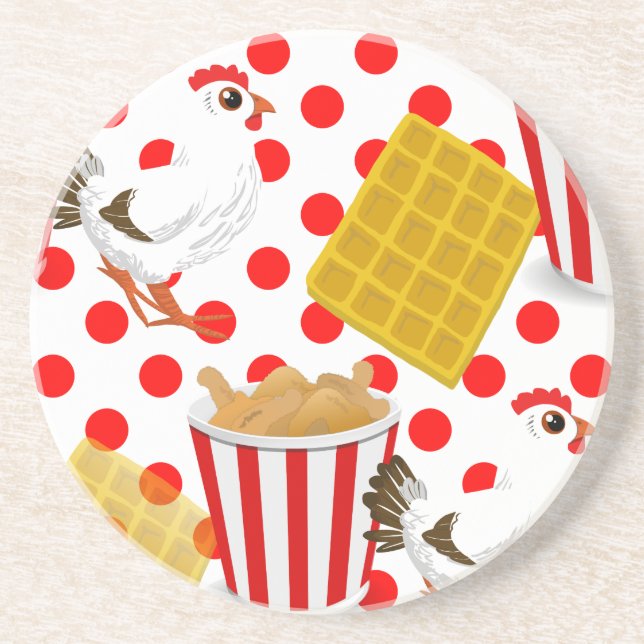 HühnerWaffeln Sandstein Untersetzer (Vorne)