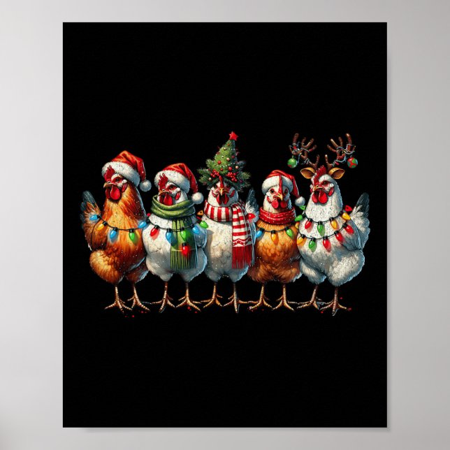Hühnerweihleuchten Farm Tier Niedlichen Weihnachts Poster (Vorne)