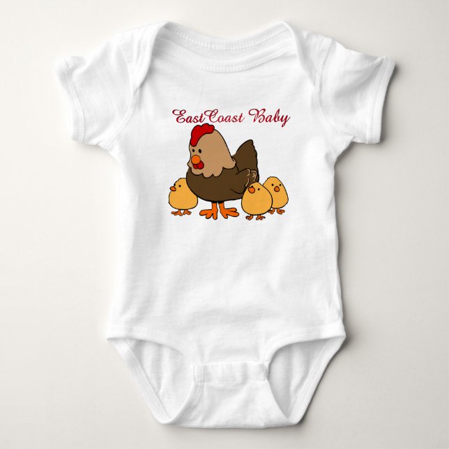 Huhnhenne-Kükenbauernhof des Ostküsten-Babys Baby Strampler (Vorderseite)