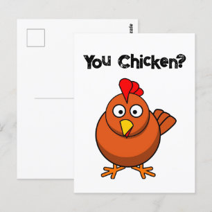 Hühnst du? Brown Hen Rooster Funny Taunt Cartoon Postkarte