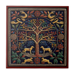 Huichol art arbre de vie céramique carreaux