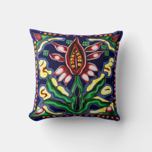 Huichol mexicaine style nénuphar lancer oreiller