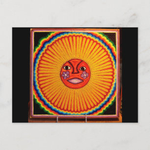 Huichol String Art Sun Mexican Folk Art Postkarte
