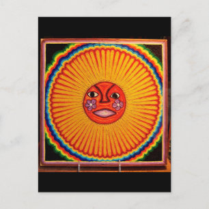Huichol String Art Sun Mexican Folk Art Postkarte