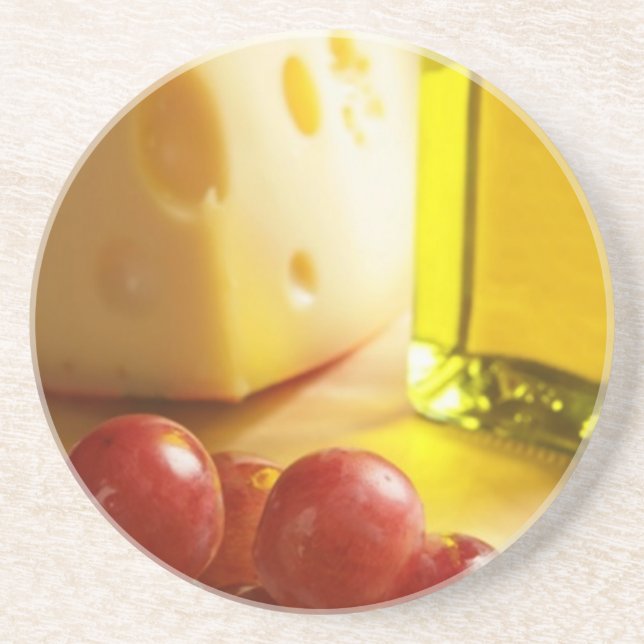 Huile d'olive, fromage et raisins Dessous de verre (Devant)