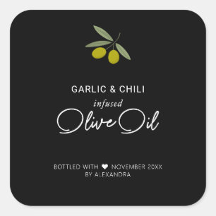 Huile d'olive infusée maison Autocollant carré