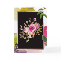 Huile d'or, bouquet floral, carte de voeux vierge