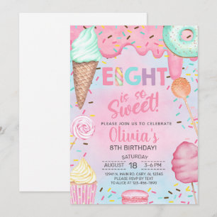 Huit ans est si douce invitation d'anniversaire po