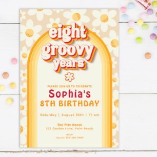 Huit ans Super 8e anniversaire Invitation   Retro