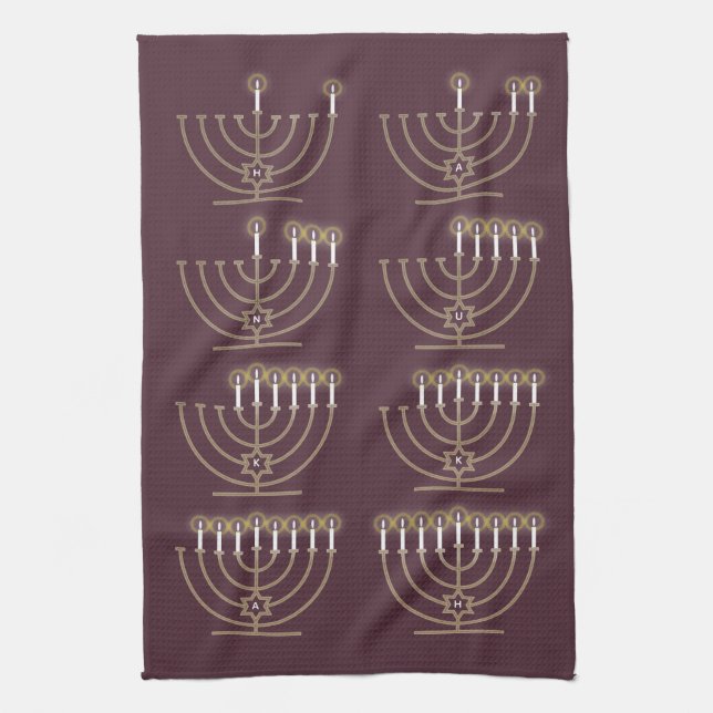 Huit Hanoukka Nights Serviette de cuisine (Vertical)