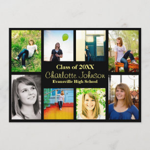 Huit/Neuf Photos Faire-part de graduation - Noir