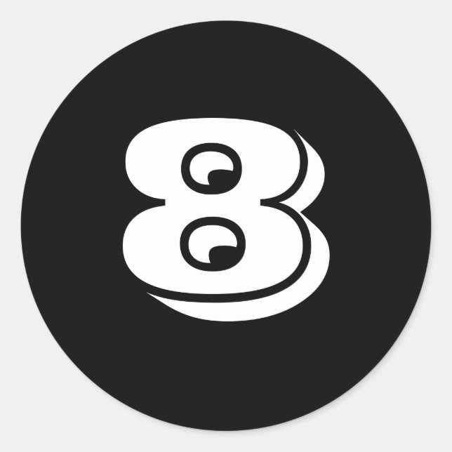 Huit petits stickers ronds à numéro noir par Janz (Devant)