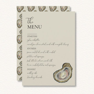 Huîtres Mariage Table Menu Cartes Menu plat