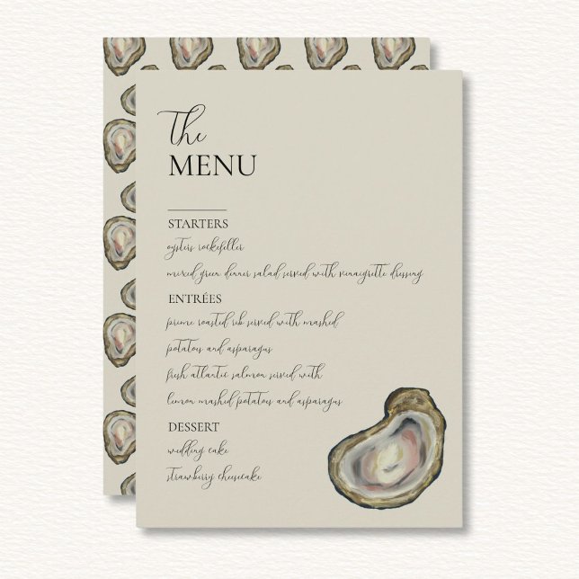 Huîtres Mariage Table Menu Cartes Menu plat (Créateur téléchargé)