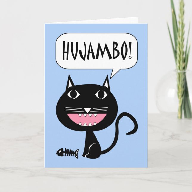 Hujambo! Hallo auf Suaheli, Katze mit den Karte (Vorderseite)