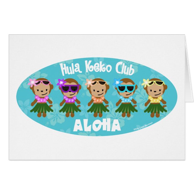 Hula Affe-Verein-ALOHA Karte (Vorderseite (Horizontal))