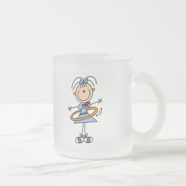 Hula Band-Strichmännchen-T - Shirts und Geschenke Mattglastasse (Rechts)