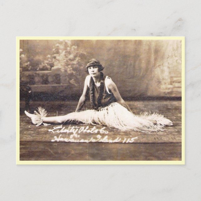 Hula Dancer, Hawaii Vintag Postkarte (Vorderseite)