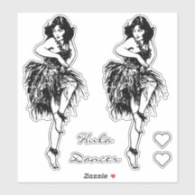 Hula Dancer Pin Up Girl Grand Sticker Vinyl