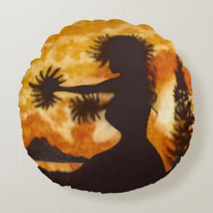 Hula Dancer Rundes Kissen