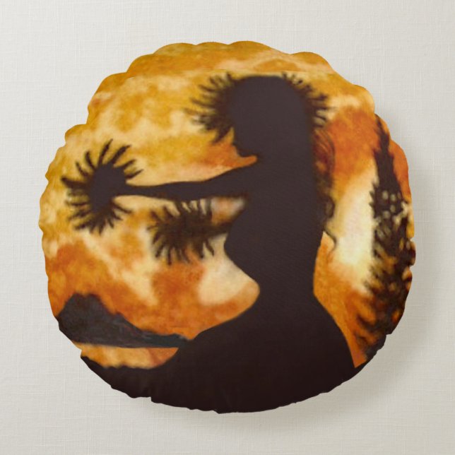 Hula Dancer Rundes Kissen (Vorderseite)