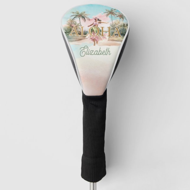 Hula Girl Aloha Hawaii Individuelle Name Golf Headcover (Vorderseite)