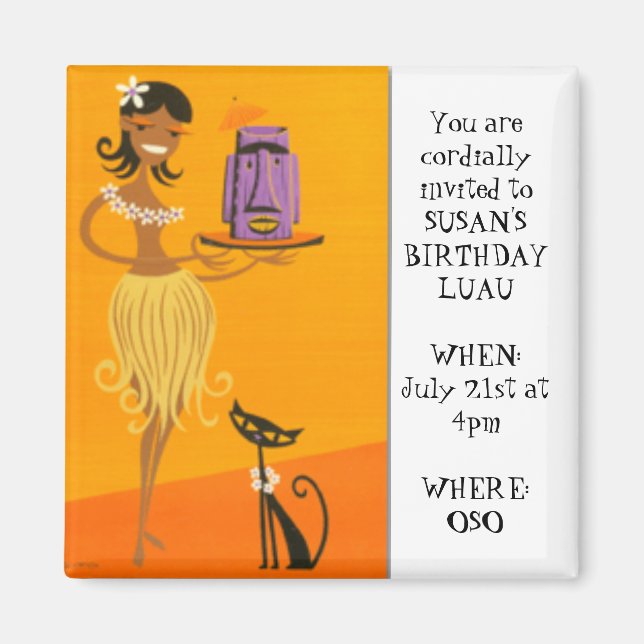 Hula girl and cat 2 magnet (Vorne)